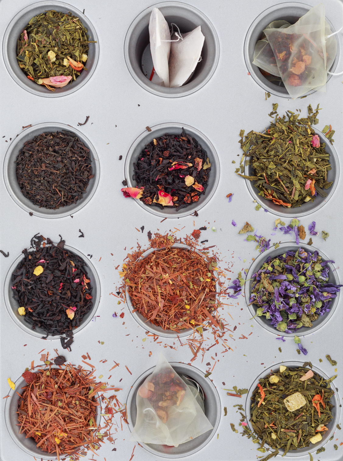 Herbal and Floral Teas in Muffin Tins